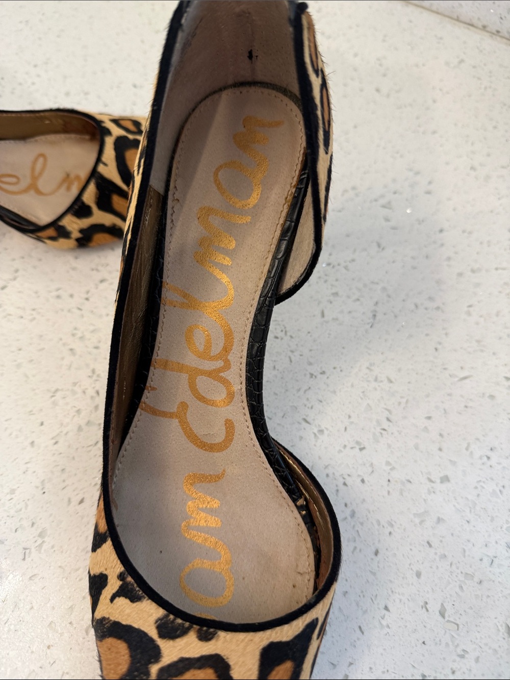 Sam Edelman Leopard-Print Pointed Toe Pumps - Tan & Black - Picture 2 of 5